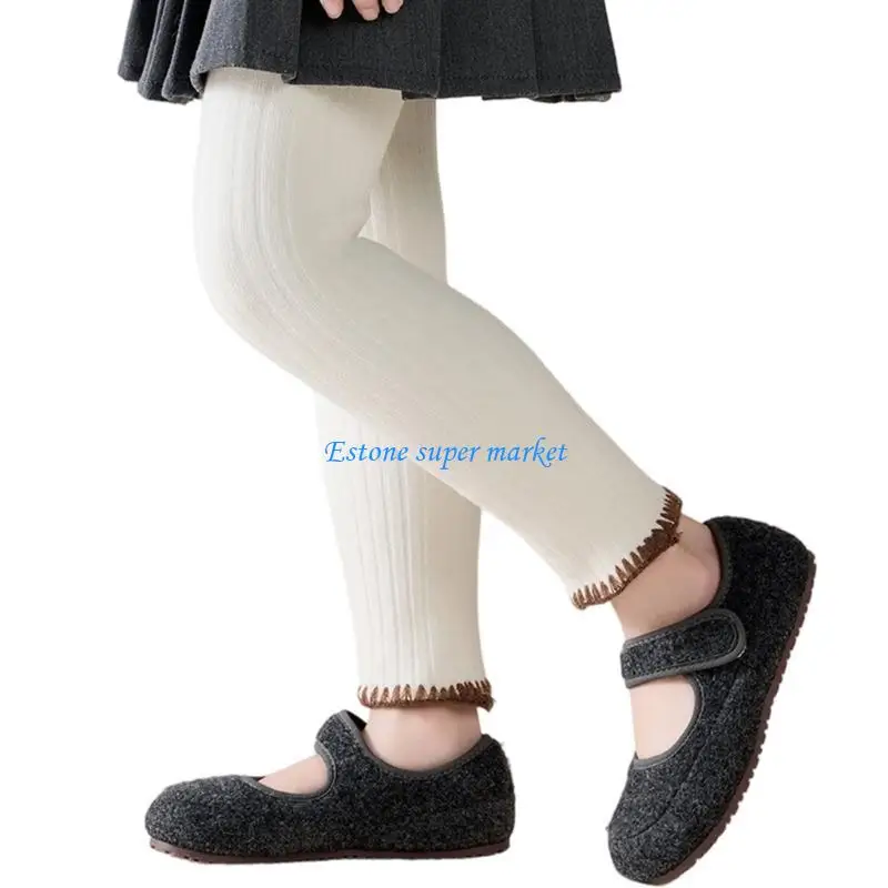 

090B Elastic Waist Fleece Lined Girls Tights Winter Warm Pants Cosy Design Leggings Breathable For Cold Weather Play