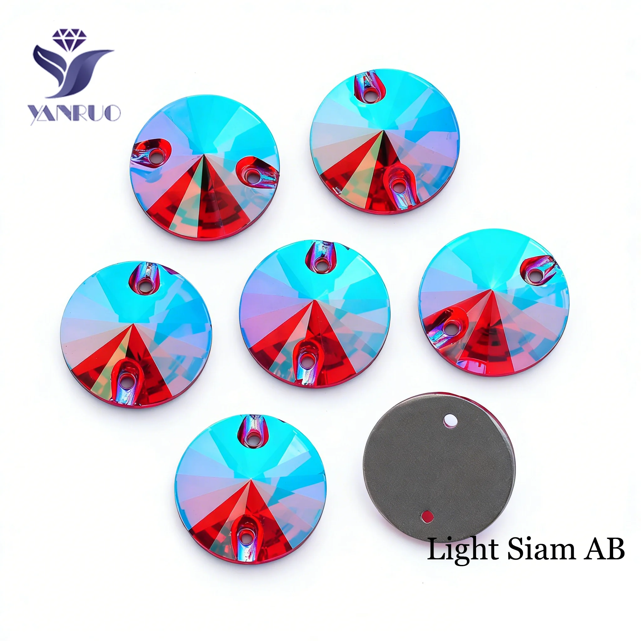 YANRUO 3200 Rivoli Color AB 8mm 10mm 12mm Charm Kristall Aufnähbare Elemente Strasssteine Dekoration für Mode, Leotard, Kleid, Gymnastik – Detail 3