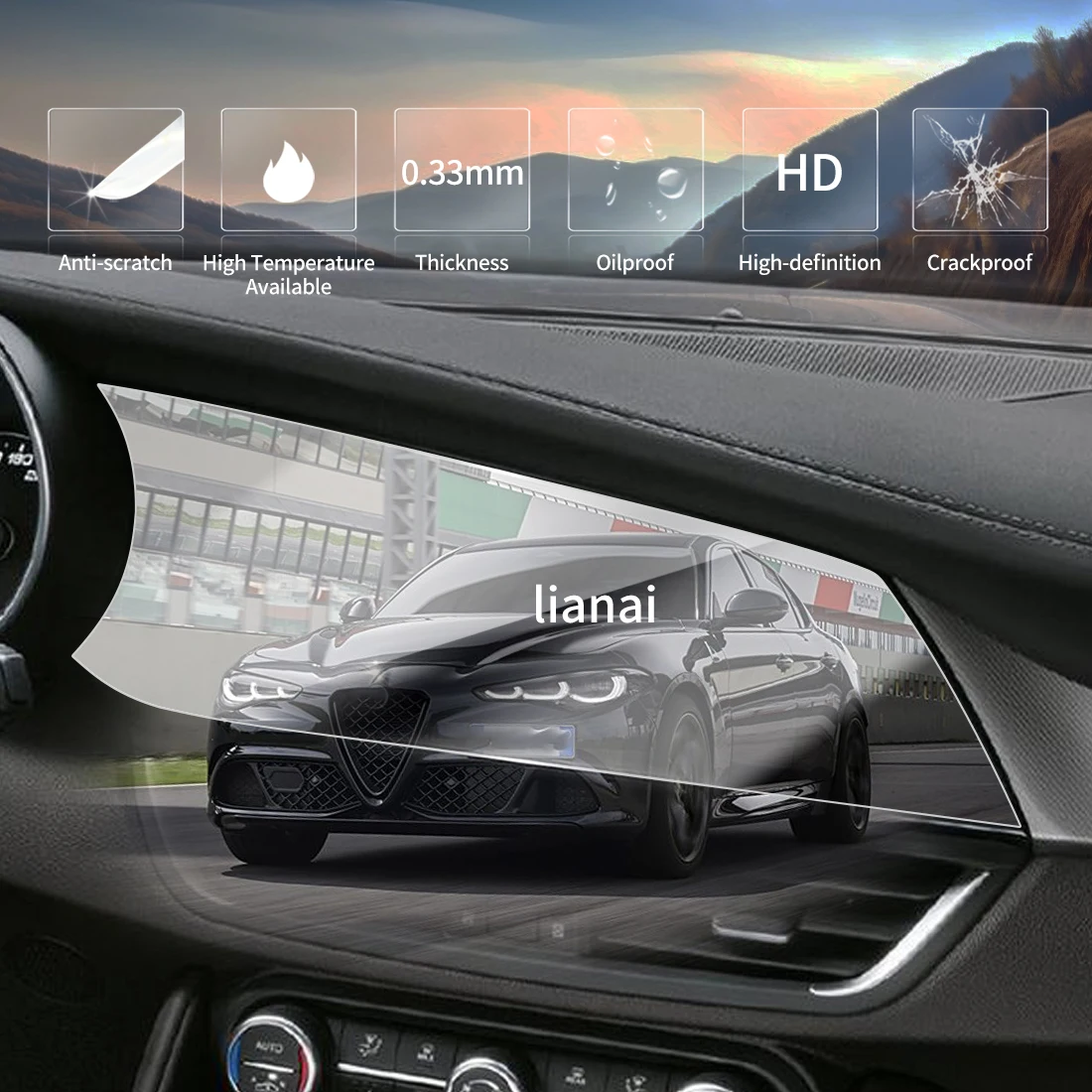 Screen Protector for 25-26 Alfa Romeo Giulia Tempered Glass GPS Video Navigator Car Stickers Fingerprintresistant  Accessories