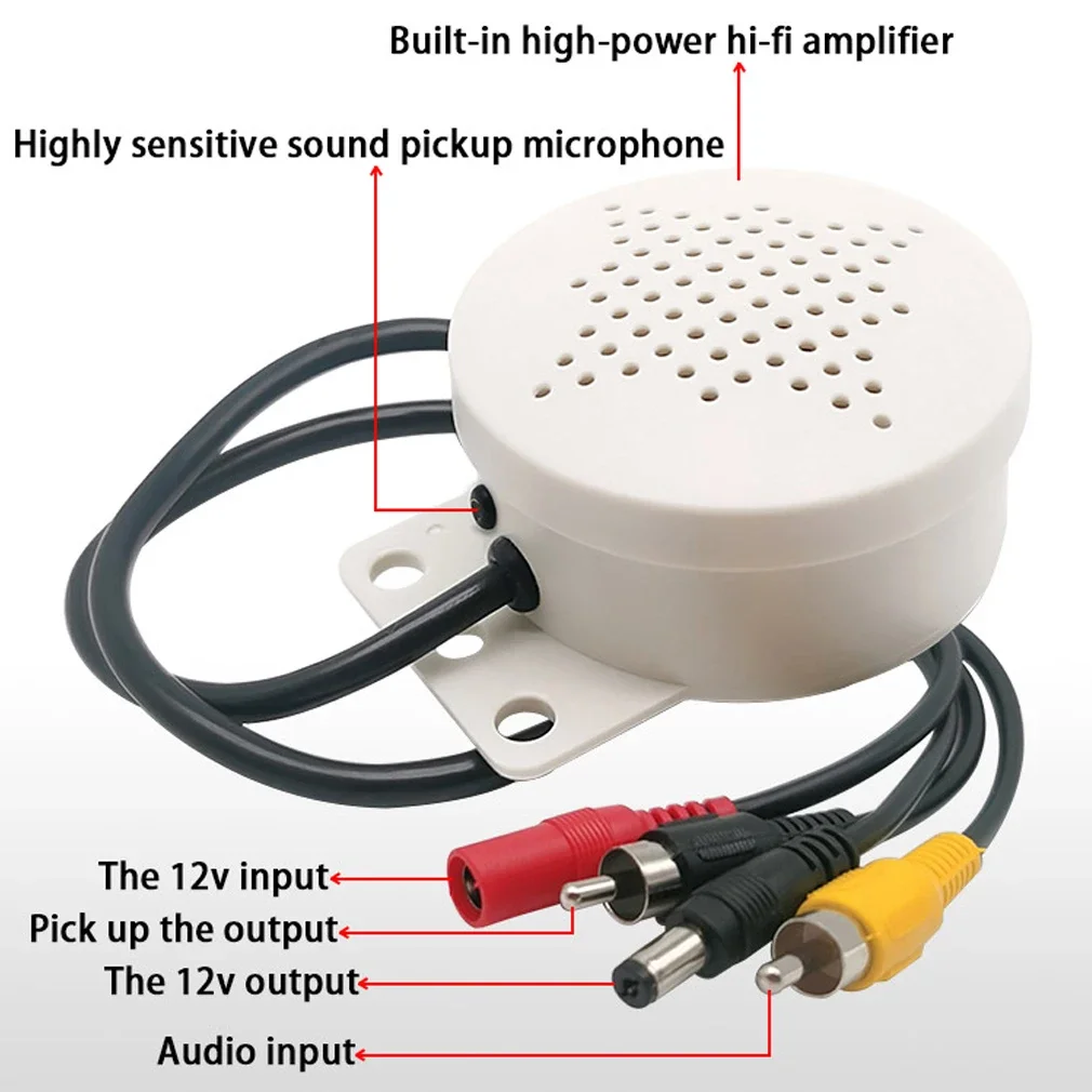 Waterproof Mini Amplifier Microphone Speaker High Sensitive Two Way Audio Input/Output Mic for CCTV Security Camera DVR System