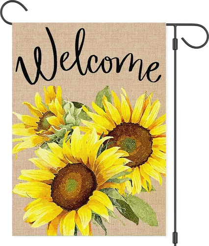 Summer Sunflower Garden Flag 12X18 Inch Double Sided Welcome Burlap House Flag, 7445046884826 ZZY