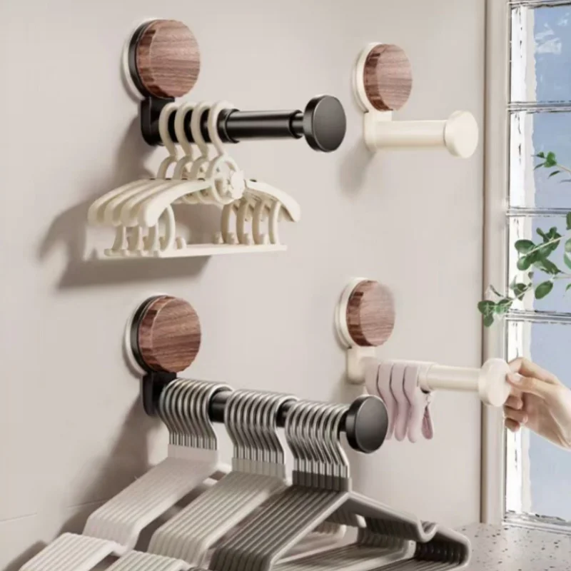 Hanger Organizer Stacker, Suction Cup Self-Adhesive Extendable Garment Rack, Space Saving Clothes Hanger Storage Holder