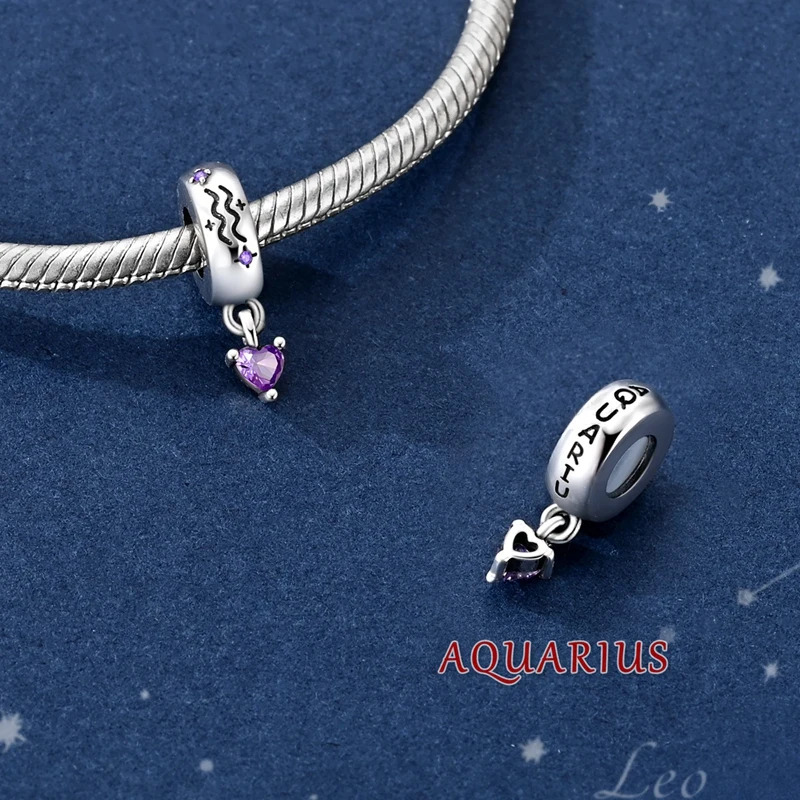 925 Sterling Silver 12 Constellation Positioning Bead Serie Pendant Charms Jewelry Fit Original 925 Bracelet For Women DIY Gift