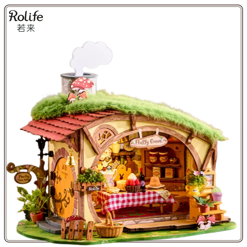 

Новый набор для сборки Rolife DIY Cottage Rongrong Forest Friends Club: миниатюрный деревянный домик ручной работы, подарок для создания сцены