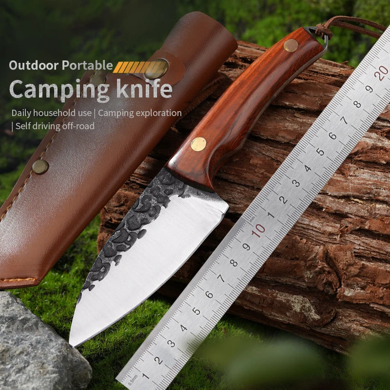 

Outdoor Knife Stainless Steel Straight Knife Camping Knife Forged High Hardness Wilderness Survival Knife Self-defense Knife