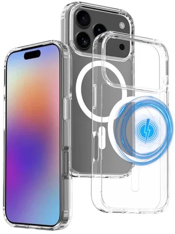 Custodia magnetica trasparente per iPhone 17/17Air/17Pro/17 Pro Max Custodia di ricarica wireless in cristallo per custodie Magsafe per iPhone17