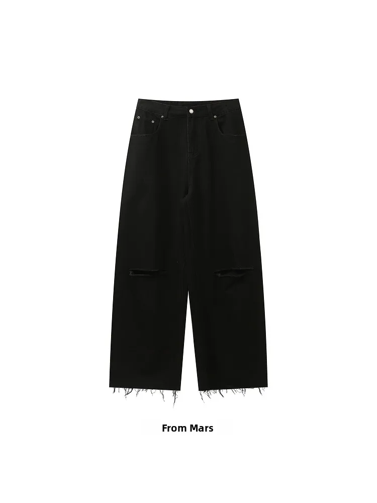 

Повседневные прямые джинсы свободного кроя для подростков, модные длинные брюки на все сезоны: весна, осень, лето