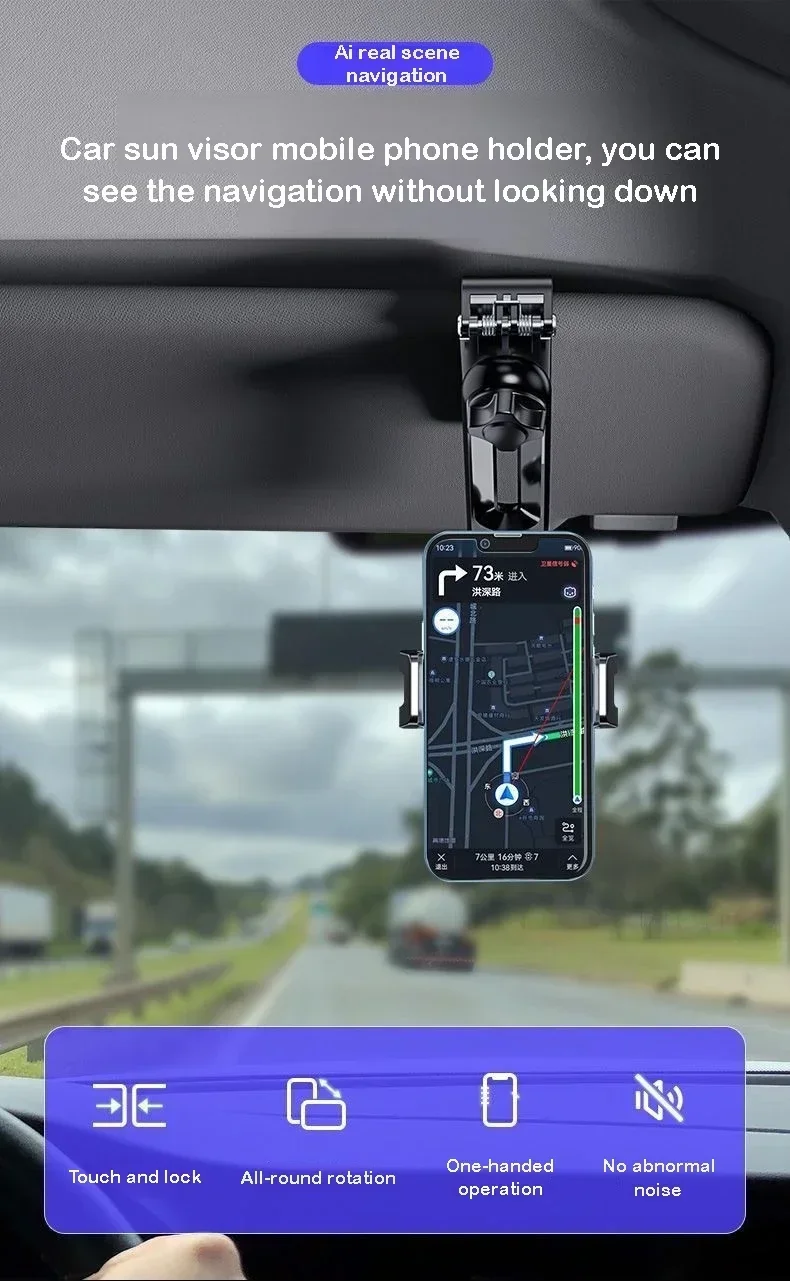 1 Autotelefonhalter, multifunktionaler 360-Grad-drehbarer Rückspiegelhalter, Sitzclip-Halter, 4,0-6,1 Zoll Handy-GPS-Halter – Detail 1