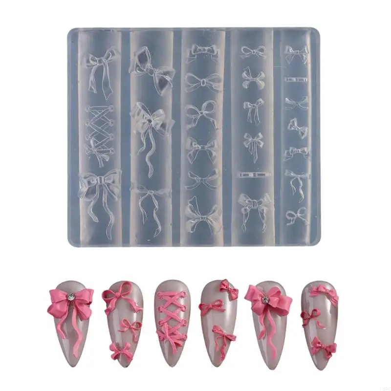 195C Art Silicone Mold Bowknot Charm Manicure Mould Decorations for Manicurists