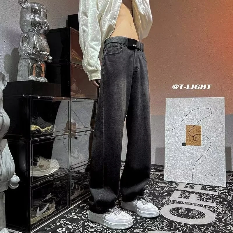 

Мужские джинсы в американском ретро-стиле, оверсайз, прямые, широкие, свободные, повседневные, длинные брюки