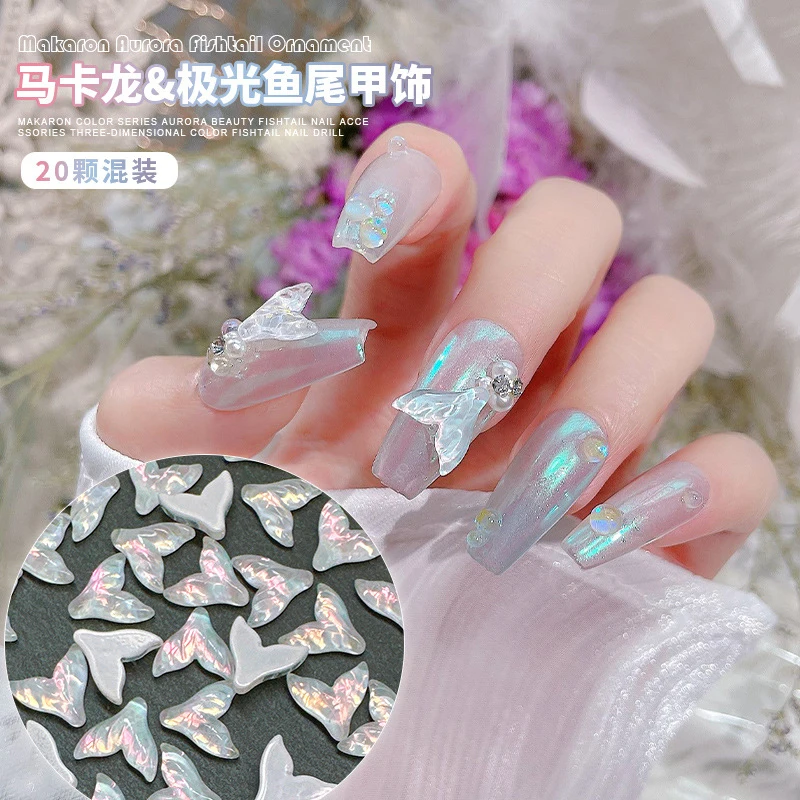 Mix 20 pz/borsa coda di sirena Nail Art Charms Kawaii accessori in cristallo gioielli Aurora Sweet Princess Manicure strass