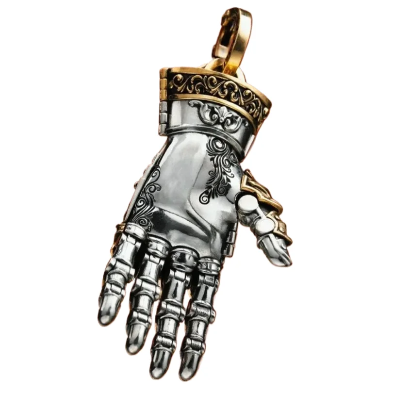 

Gothic 5cm Robot Hand Charm Pendant For Men Unique Artwork Gift Vintage Bionic Hand With Chain Movable Finger Joints Ornament