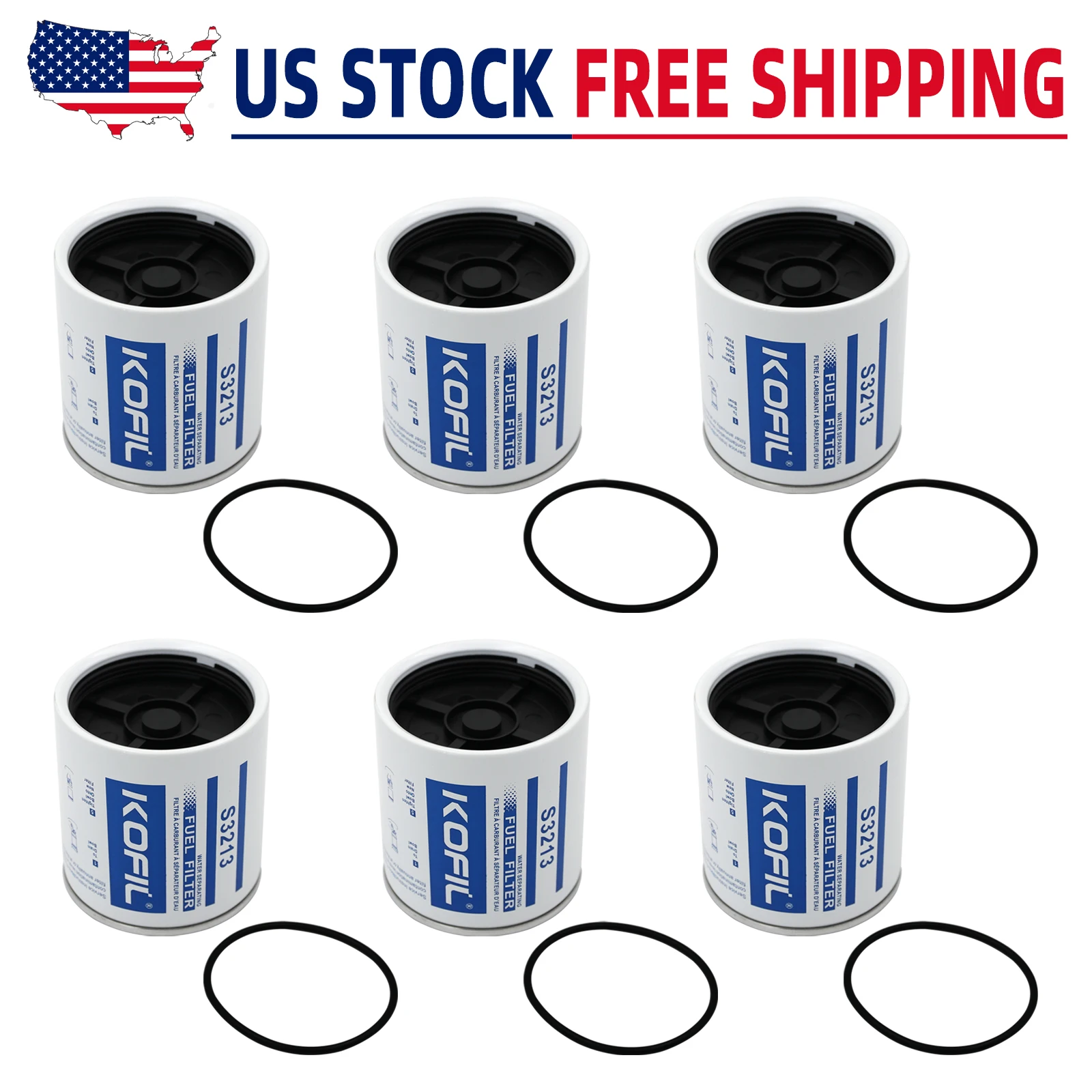 

6PACK-S3213 Marine Fuel Filter Fuel Water Separator Element Replacement For Marine Outboard Motor Mercury