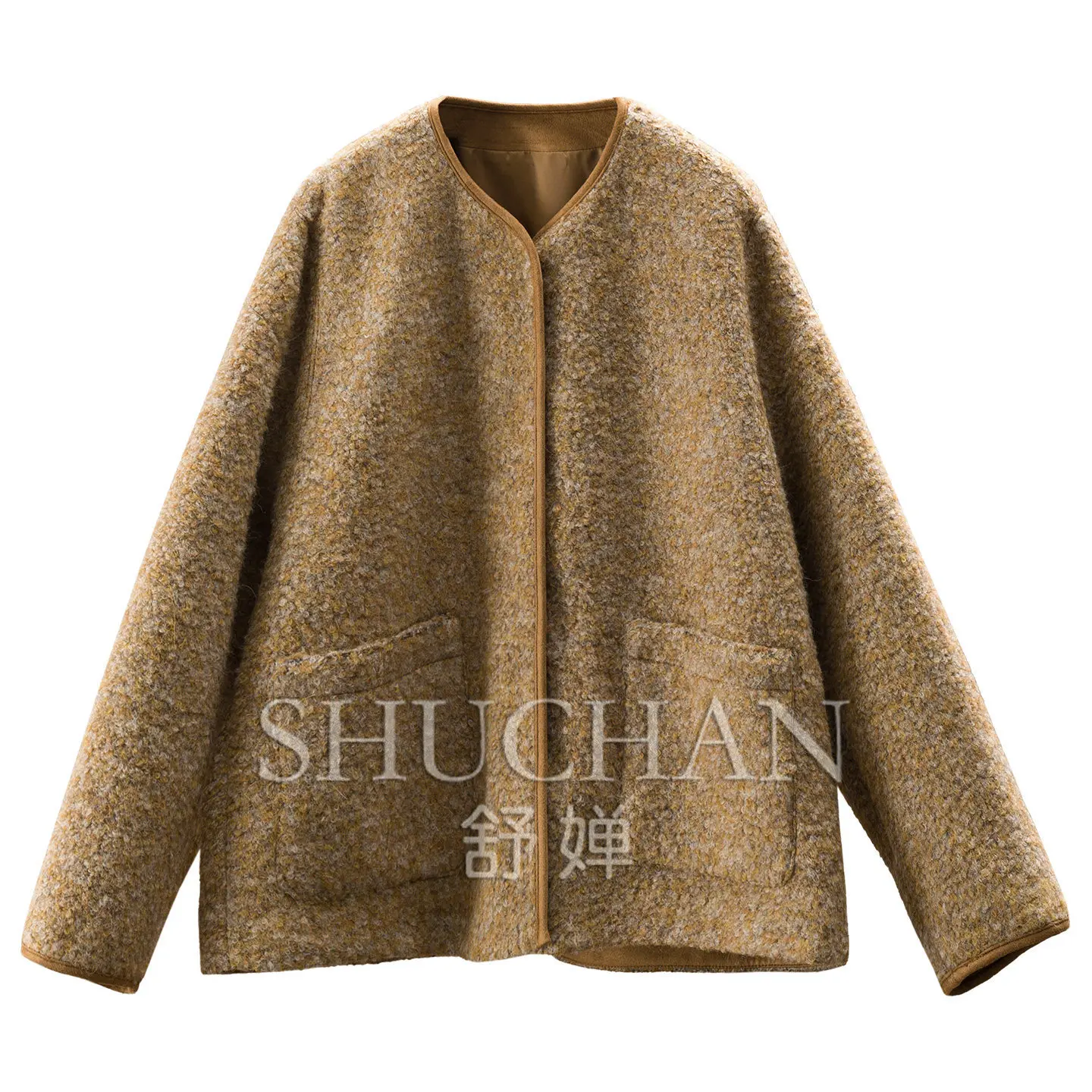 Wool Alpaca Wool Loop Wear Flower Yarn Short Coat Jacket Women E364