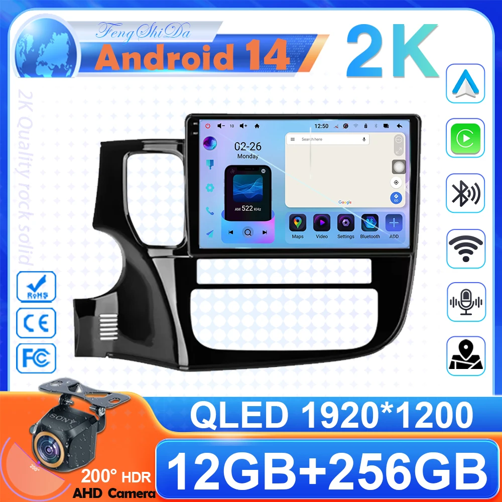 

Автомобильный радиоприемник 2Din для Mitsubishi Outlander 3 2012-2018, стерео мультимедийный плеер, Android 11, 4G, GPS-навигация, головное устройство Carplay