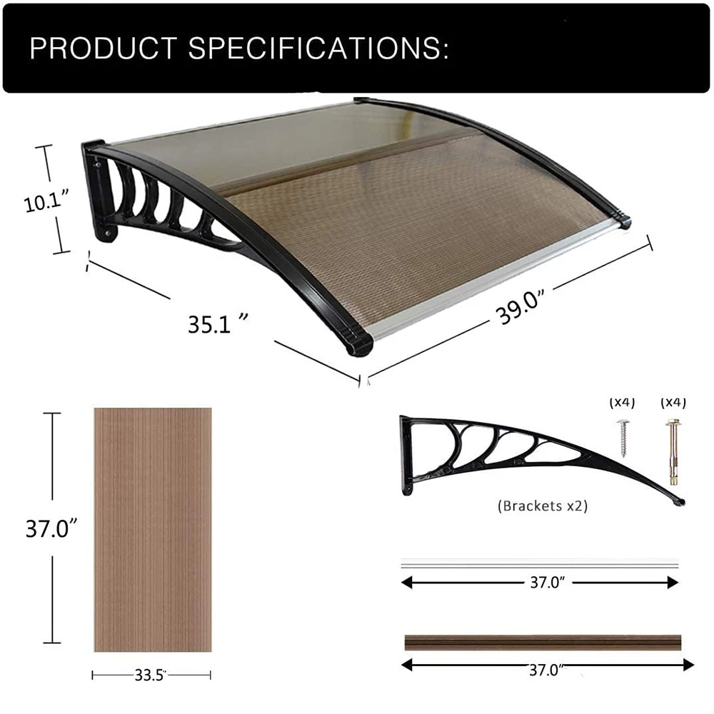 VERTAK Windproof Rainproof Outdoor Door Canopy Uv Protection Garden Patio Balcony Awning for Door and Window