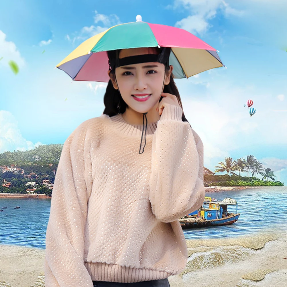 

Head Mounted Umbrella Hat Kids Fishing Summer Waterproof Cap Colorful Child Caps Durable Lightweight Elastic Hiking