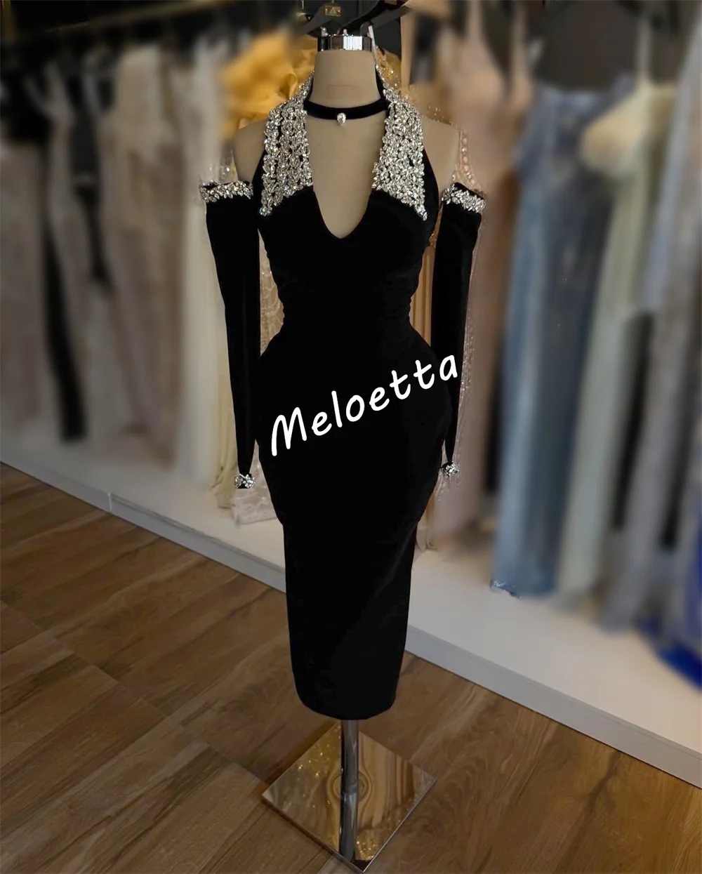 Customized High Quality Women Evening Dress Bespoke Occasion Rhinestone Off-the-shoulder Midi Dresses Elegant Party Wedding