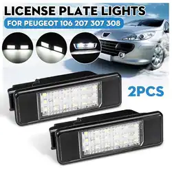2pcs Car Rear 18 LED SMD License Number Plate Light Lamp 6000K For Peugeot 106 207 307 308 406 407 For CITROEN C3 C4 C5 C6 C8