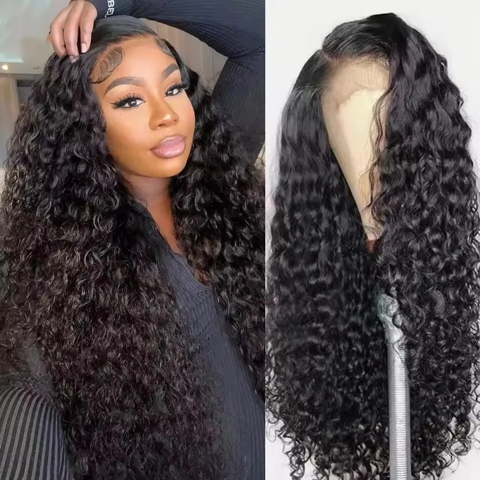

250 Density 13x4 13x6 Water wave Lace Frontal Wig Transparent Deep Water Wave Curly Lace Front Wigs 40 Inch Lace Human Hair Wigs
