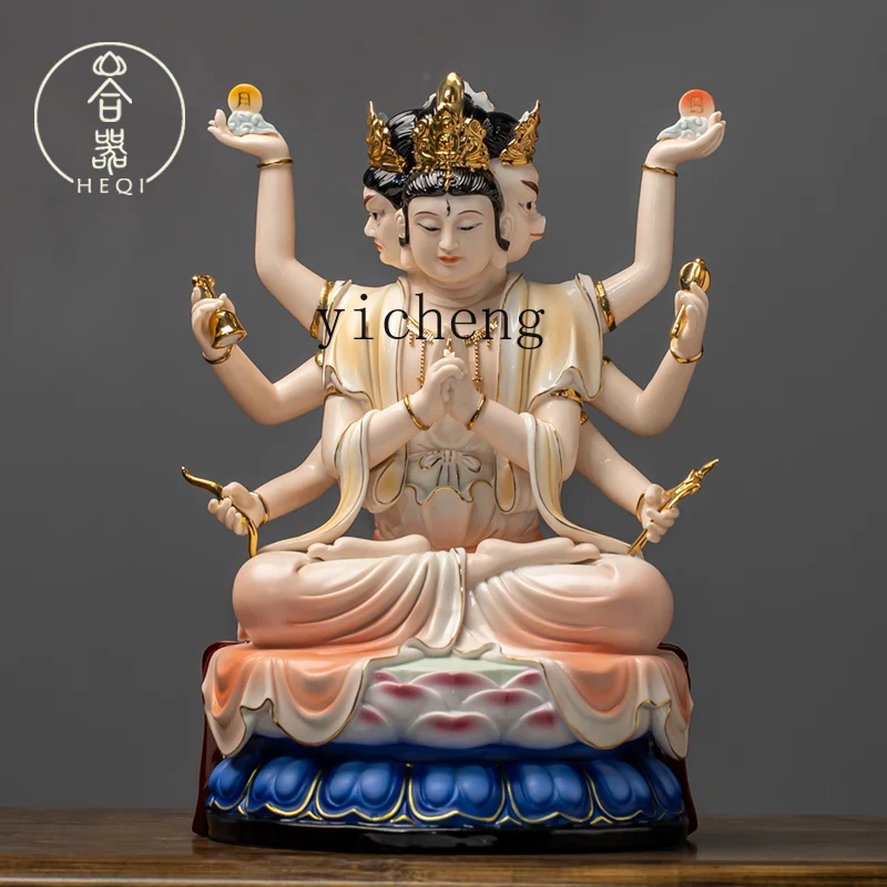 

FY Ceramic Dou Mu Yuan Jun Statue Home Worship Ornament Yuan Ming Dao