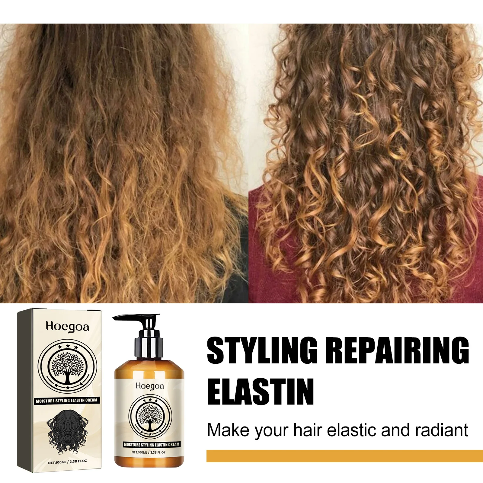 Moroccan Curly Hair Elastin Long Lasting Moisturizing Prevent Dry Hair Plump And Curly Hair Nature Voluminous Styling Hair Cream - view 3
