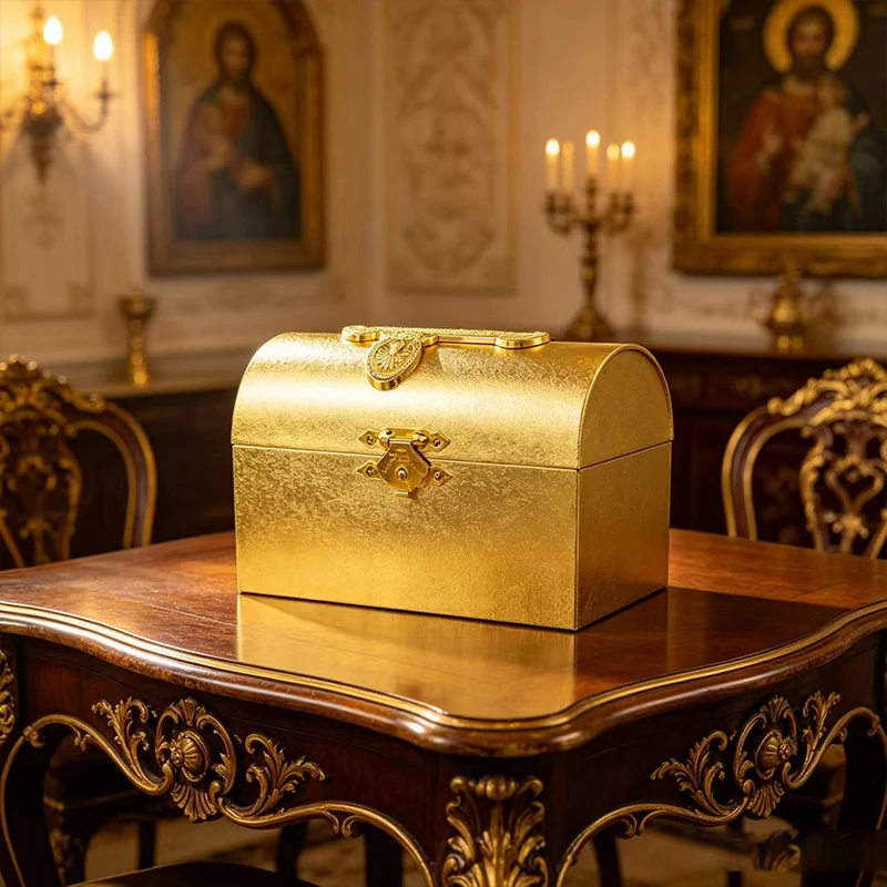 Neue Orthodoxe Kommunions-Hostienbox, Gold-Silber-Altarschatulle, Katholische Kirche, Liturgische Reliquienaufbewahrung, Heiliges Byzantinisches Christliches Geschenk – Detail 4