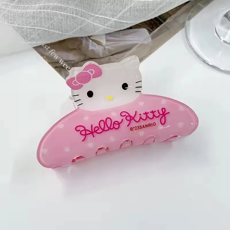 Klipsy do włosów Hello Kitty Y2K Sanrio dla dziewczynek, akrylowe spinki typu klips rekin, akcesoria do włosów dla dzieci, prezent urodzinowy, zabawki