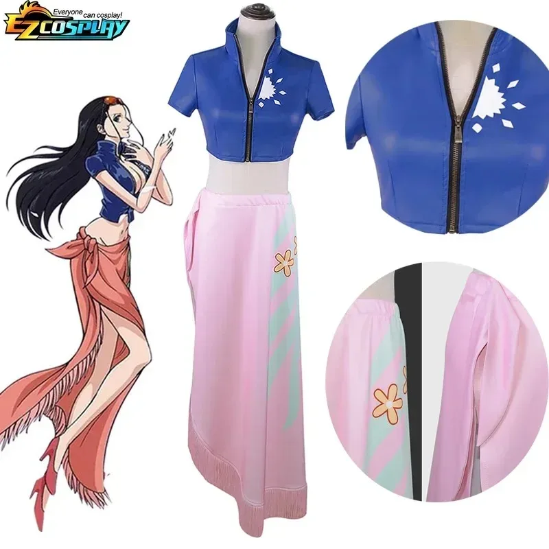 Anime One Piece Nico Robin Cosplay Costume Top and Wrap Skirfor Women One Piece Anime Nico Robin Outfit Dress