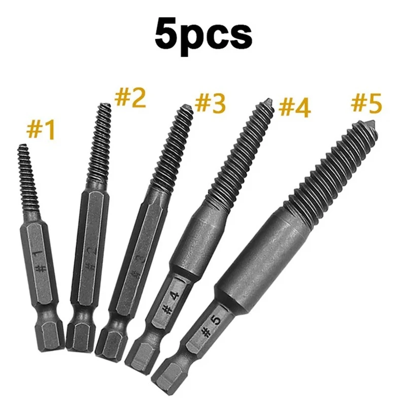 Damaged Screw Extractor Hexagonal Handle Center Drill Bits Set Broken Bolt Durable Easy Out Remover Electric Tools Accessories