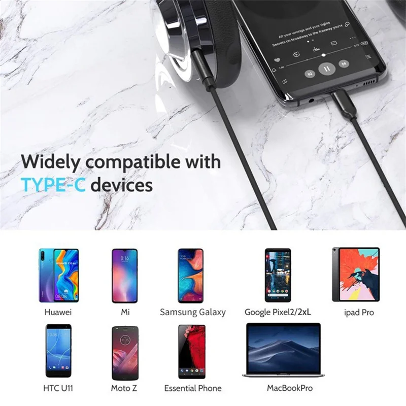 NNBILI TPE tipo C a 3.5mm Aux cavo Audio adattatore Jack per cuffie Aux per auto per Samsung S20 Plus nota 20 S21 Ultra Xiaomi Huawei