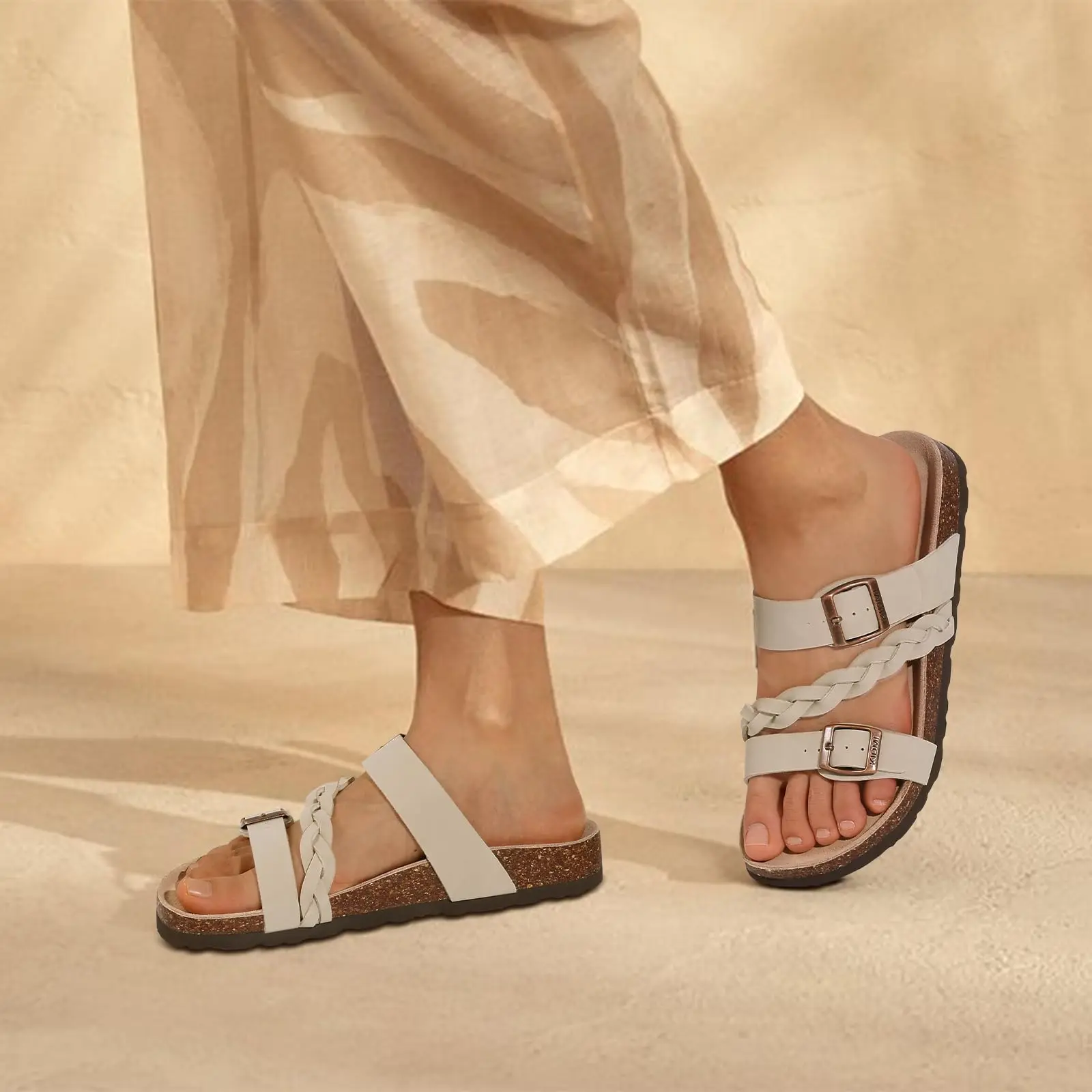 Sandalias De Corcho De Verano Para Mujer Evshine, Sandalias De Cuero Con Hebilla Y Soporte Para El Arco Del Pie, Cómodas Y Fáciles De Poner._voghion.com