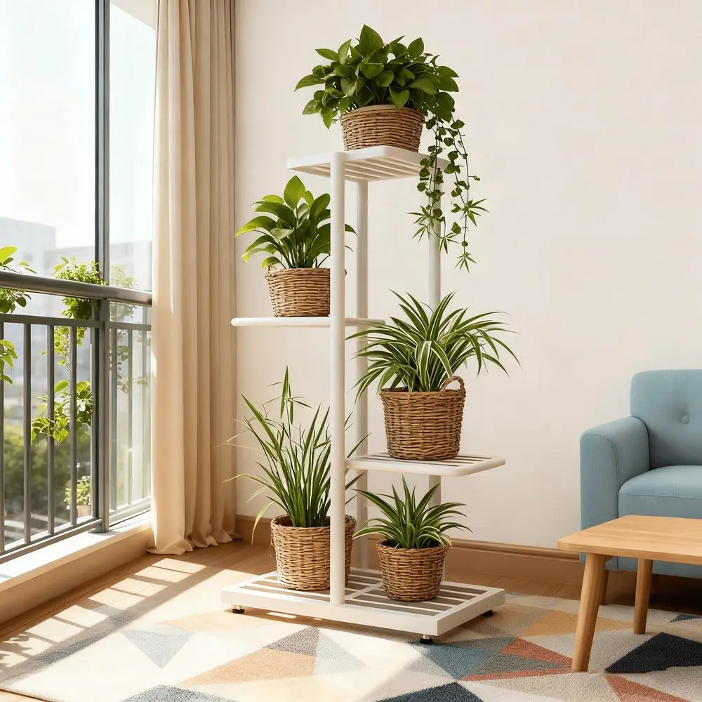 6 5 4 Tier Metal Plant Stand Smooth, BurrFree Surface For Easy Maintenance And Cleaning. RustProof Coating Ensures Sturdiness A