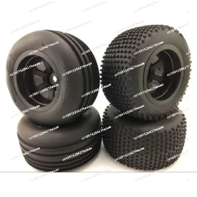 Suitable for   1/10 Racing Truck short course car silver black wheel tire set