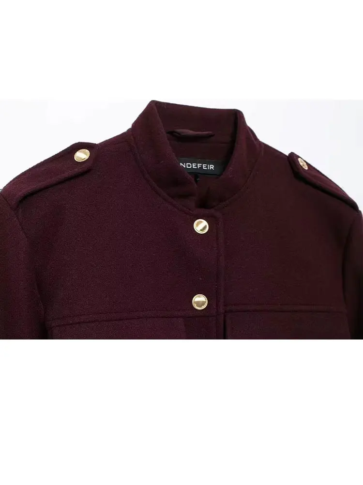 HH Female Street Fashion Jackets For 2024 Autumn Fashion Long Sleeves Lapel Single Breasted Solid With Pockets Causal Coats