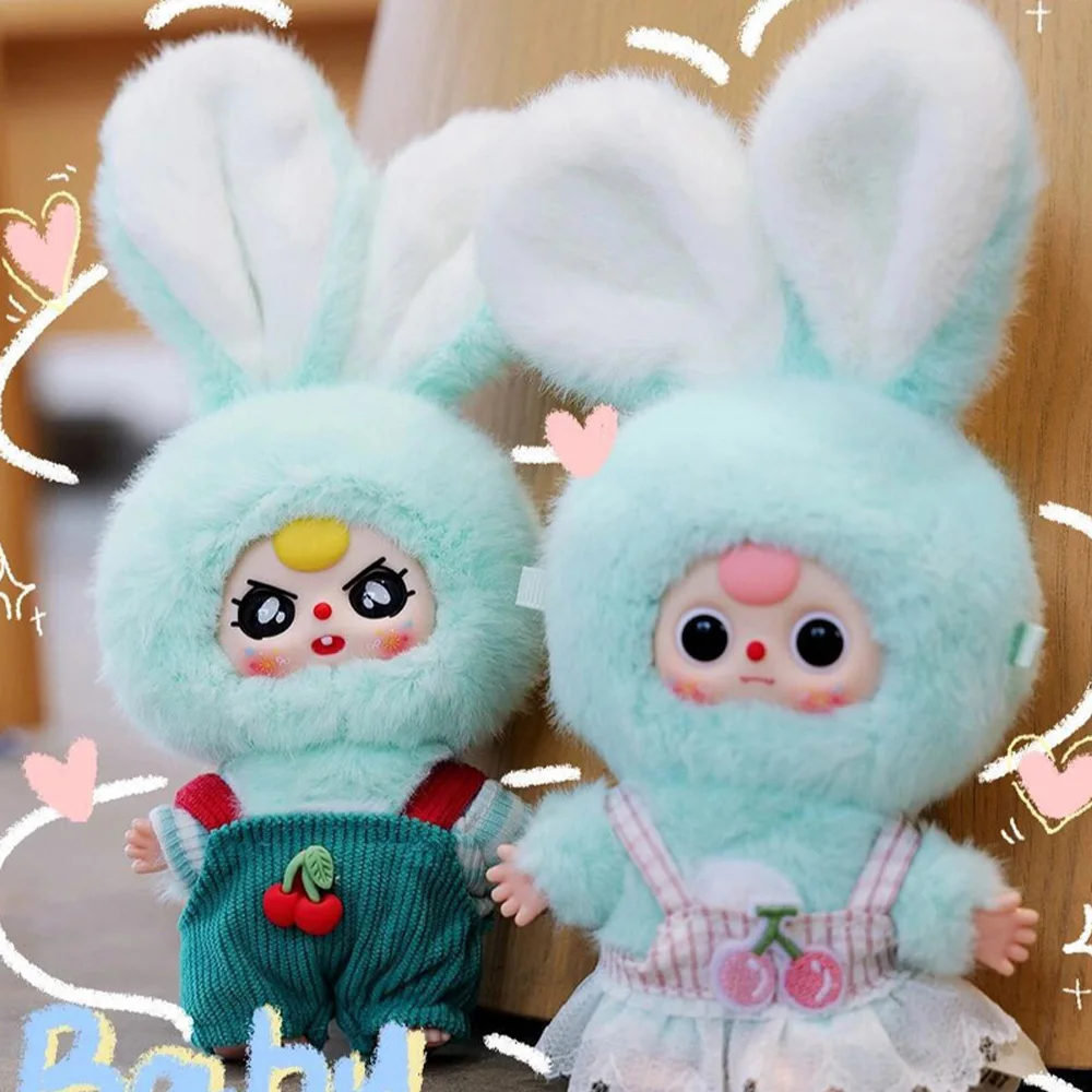 (Coniglietto in tre miniature per bambini) Simpatici giocattoli di plastica con frutta di peluche, adorabili mini giocattoli di coniglio, adatti per Halloween