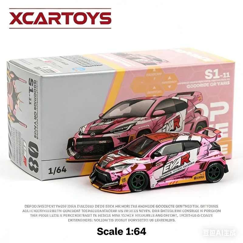 

XCARTOYS POPRACE 1/64 Toyota GR Yaris Pandem-EVA08, коллекционная модель автомобиля из сплава, игрушка для мальчиков, подарок на праздник, предмет декора
