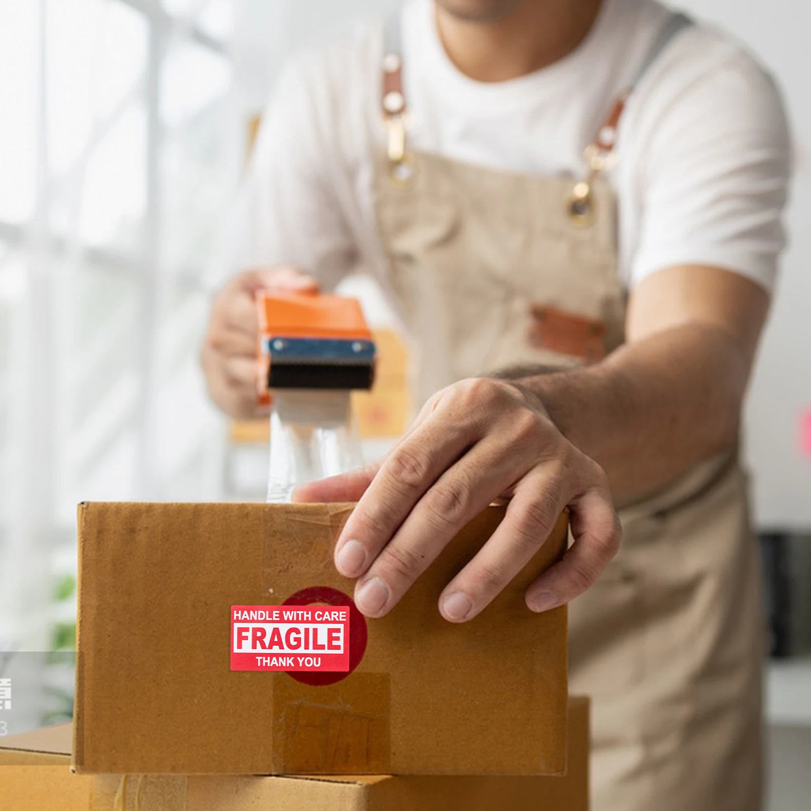 

3pcs 3 Rolls Stickers Packaging Labels Warning Glassware Caution Moving Shipping Security Easy Application Logistics