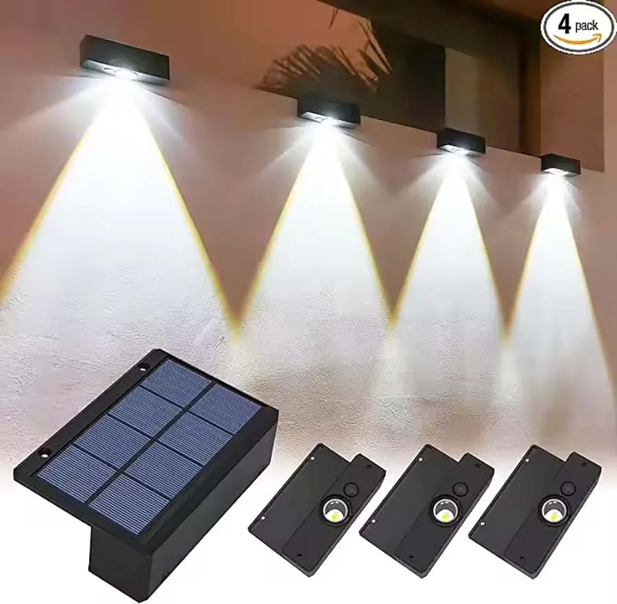 Imagem -03 - Outdoor Solar Fence Led Light Montado na Parede Jardim Luzes Escadaria Deck Iluminação do Corredor Abs