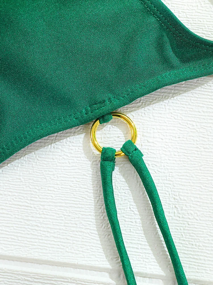 Sexy Bandage Bikini for Women String Green Swimsuit Halter Bikinis Set Swimming Bathing Suit Beachwear Swimwear
