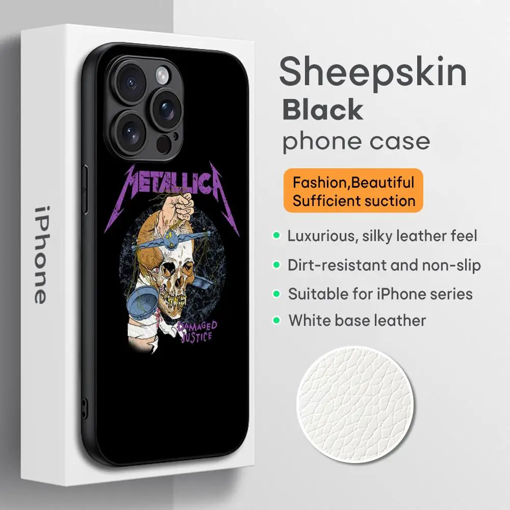 

Metal-licaEs fashion Hip Hop Phone Case For iPhone 16 15 14 13 12 11 Plus Pro Max Limited Edition Black hard case Sheepskin