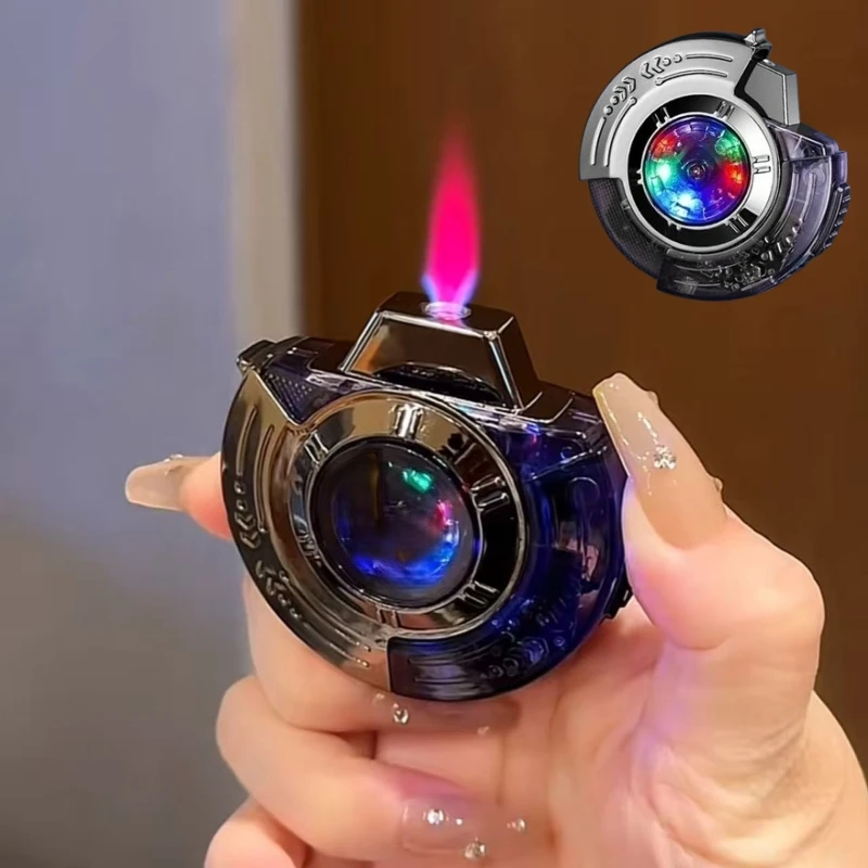 

Windproof Colored Light Small Flying Saucer Shaped Lighter Direct Spray Flame Pressure Reducing Inflatable New Lighter Cool Gift