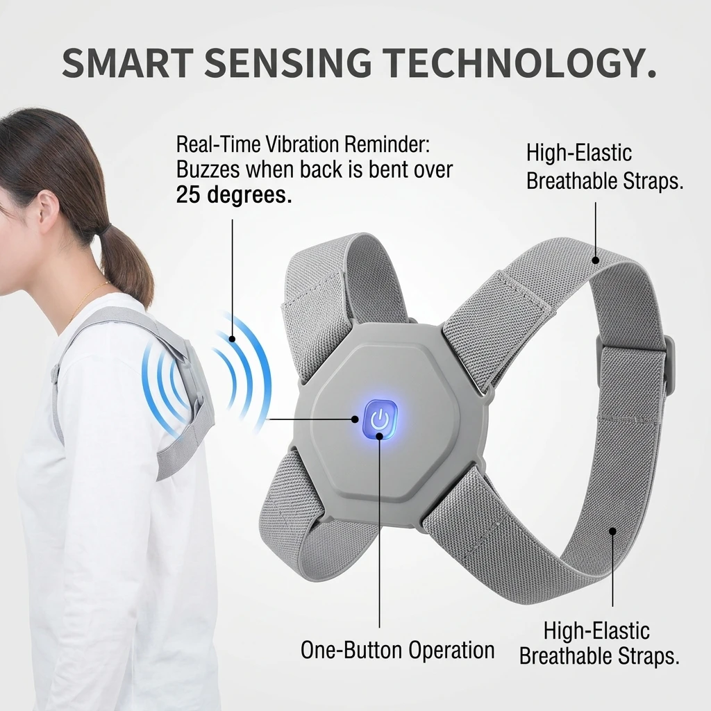 Smart Posture Corrector, Intelligent Back Brace for Kids Adults, Patented Invisible Spine Support Slouching Reminder