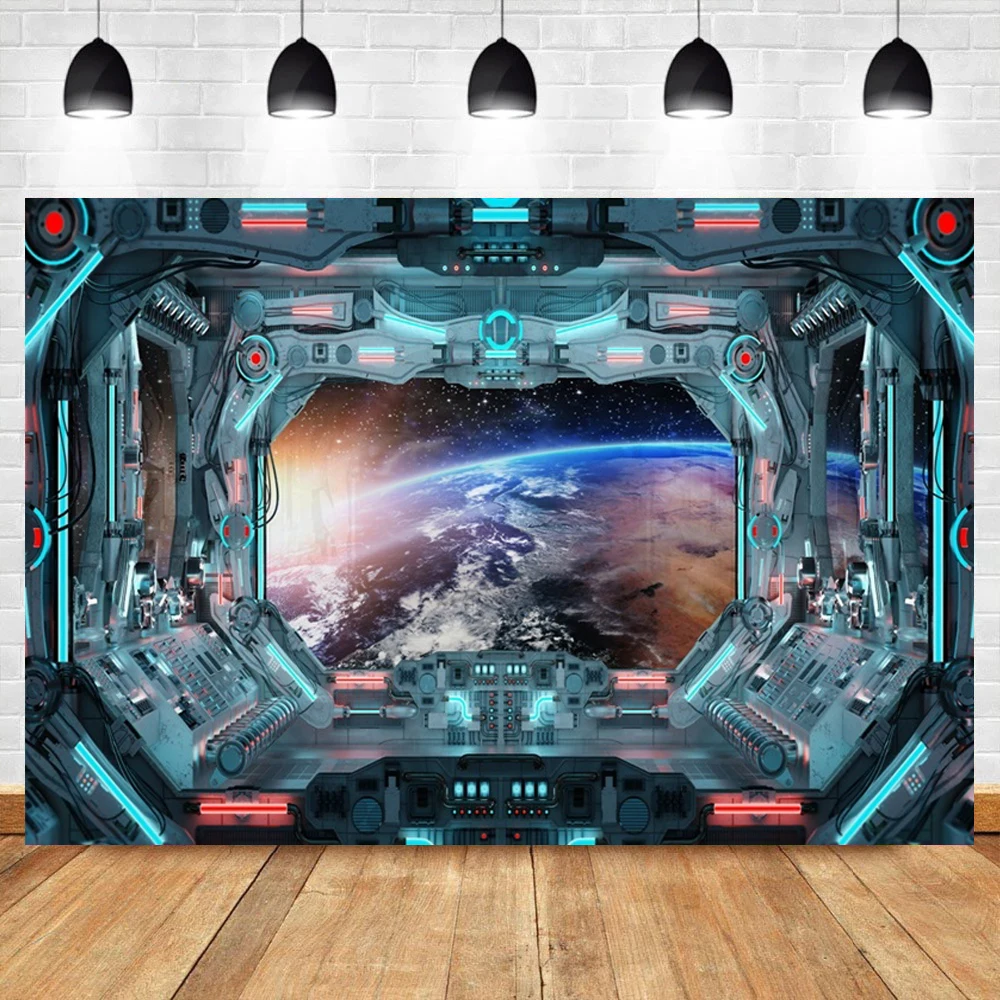 Photography Backdrops Spaceship Planet Universe Science Fiction Baby Cabinet Interior Photo Backgrounds Photocall Photo Studio