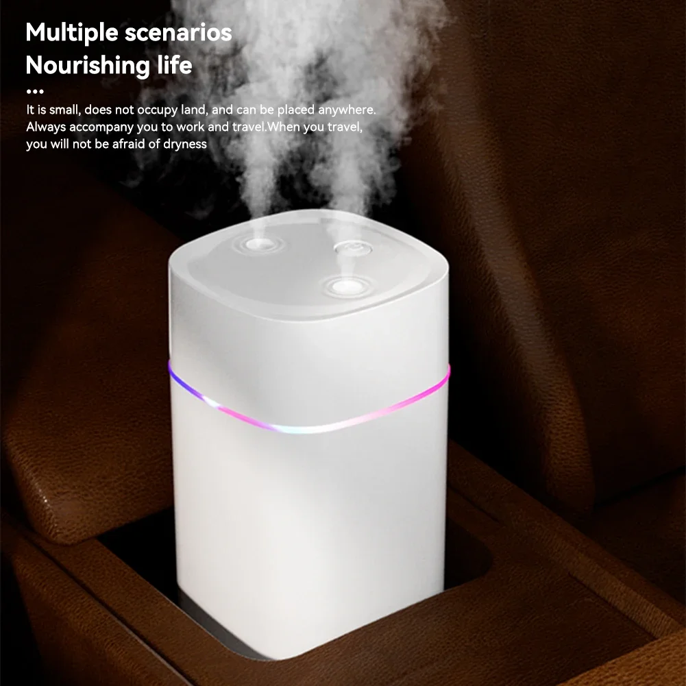 600ML Air Humidifier Double Spray Port Essential Oil Aromatherapy Humidifier Mute Atomizer Colorful Lights For Home Office Car