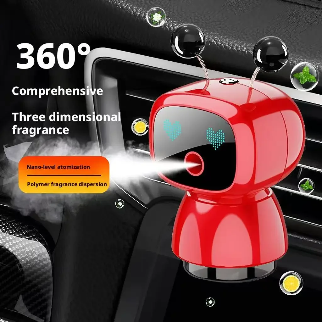 

Car Ornament Smart Mini Robot Air Freshener Sprayer - Eliminates Odors Freshens Air Light Scent Starts & Stops With Vehicle