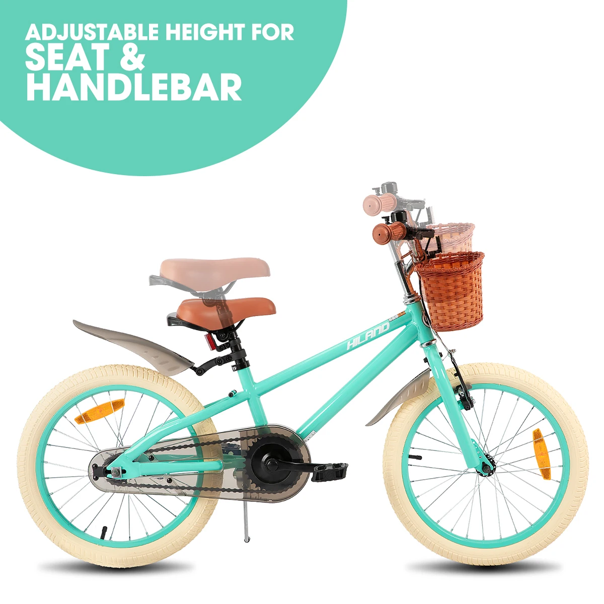 HILAND meisjesfiets voor peuters en kinderen van 3 tot 7 jaar oud, 14-16 inch kinderfiets met zijwielmand