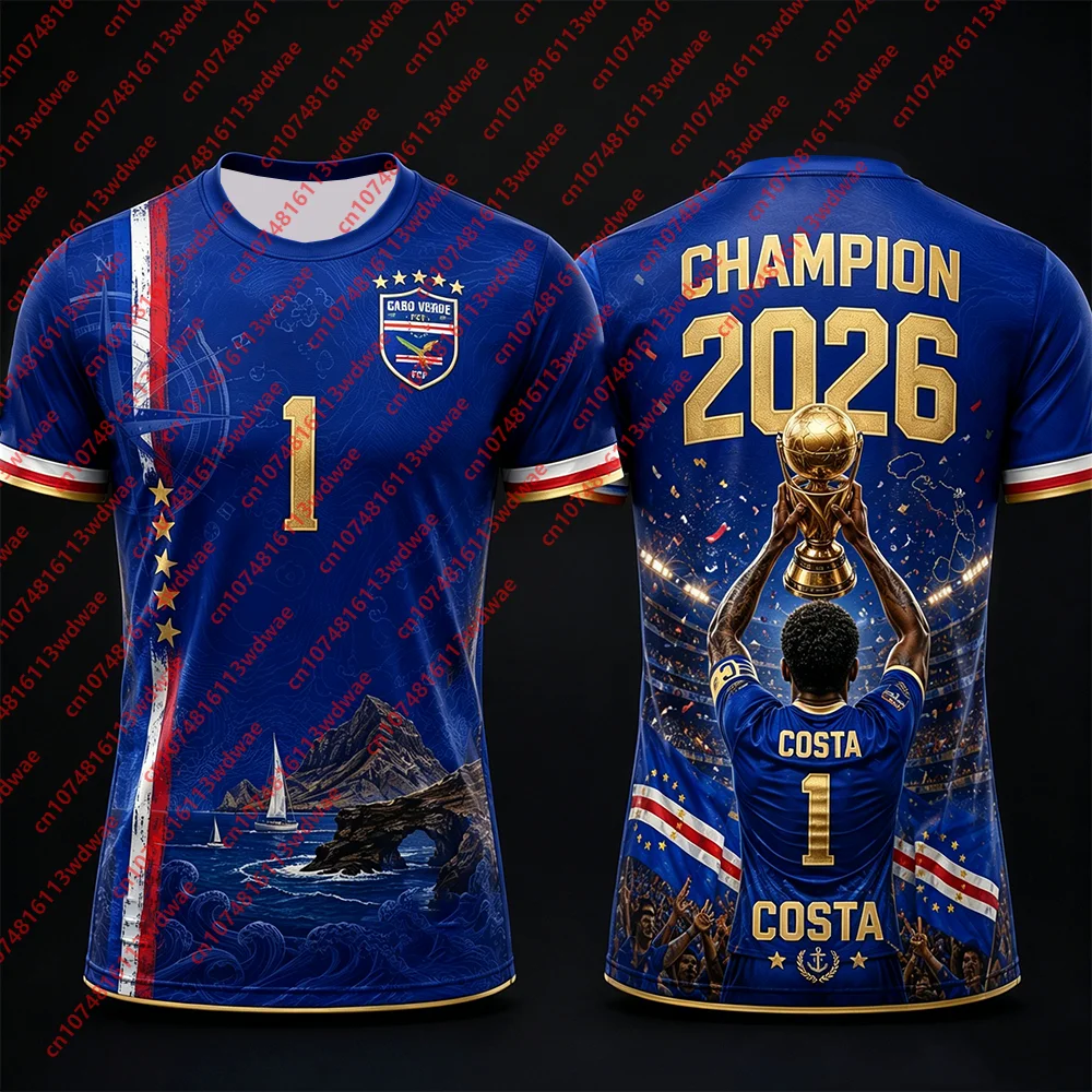 2026 Cape Verde Champion Football T-shirt Quick-Drying COSTA 1 Football Shirt Outdoor Tracksuit Kit Special Edition Kid Tee