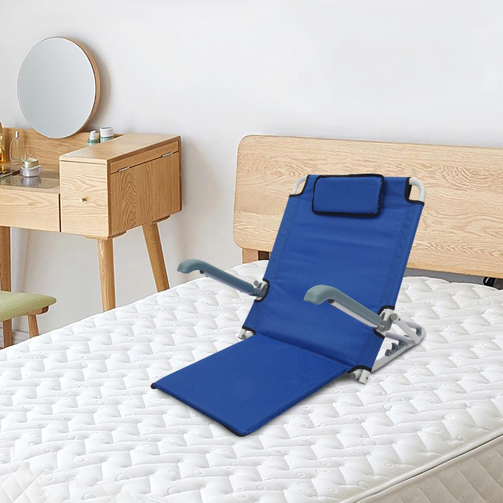 Blau/Braunes Verstellbares Rückenlehnenkissen | Bettstuhl-Rückenlehne | Abnehmbares Kissen für Bett, Stuhl, Sofa, Innen- und Außenbereich