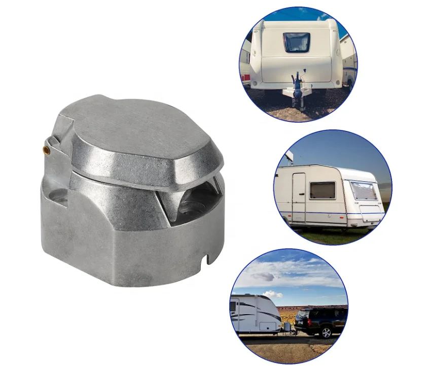 12V 7-Pin RV Trailer Connector with Spring 7-Way Round Pin EBS Plug for Car Boat